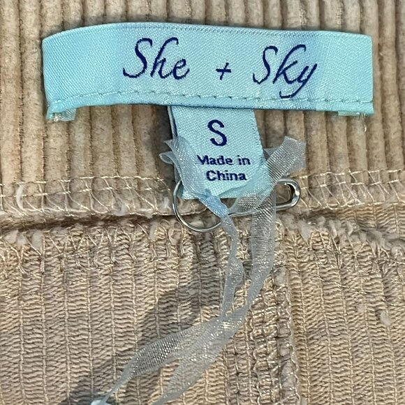 She and Sky Skirt Womens Corduroy Mini Flare Size Small Tan Brown Fall Casual - Picture 11 of 12